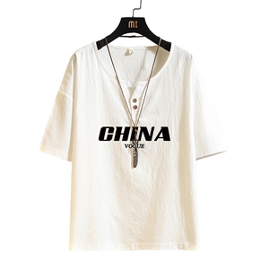TY61001-P30 v领亚短袖t恤男大码半袖半截袖图片