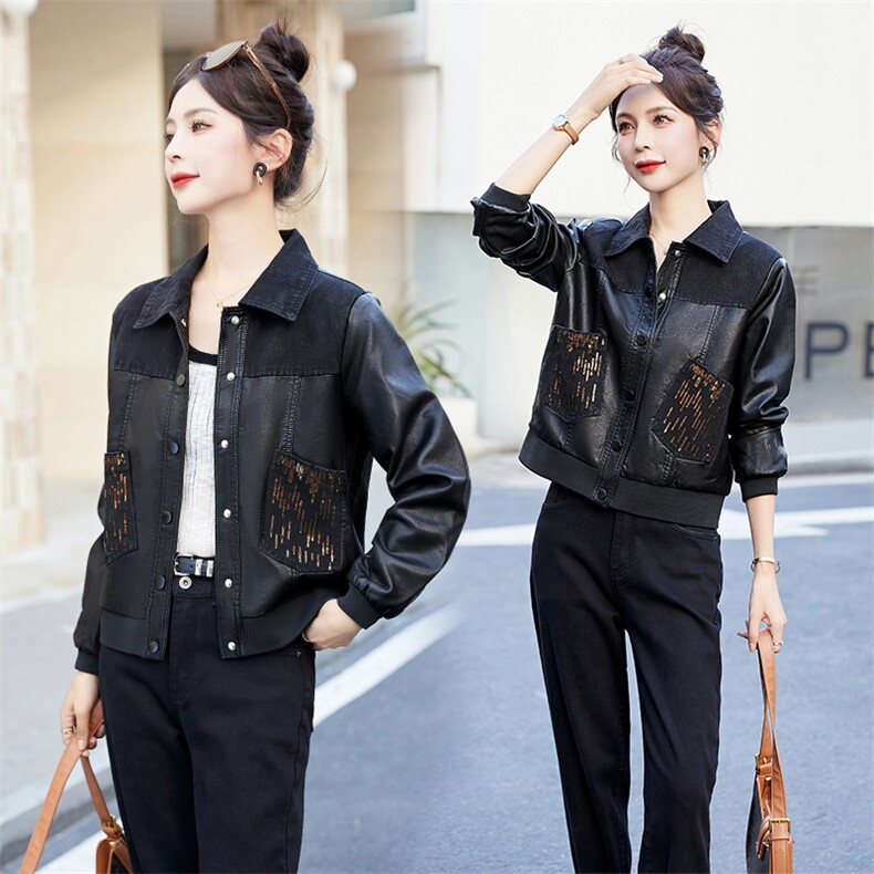 高级感皮衣外套女短款春秋新款小个子时尚港风气质机车皮夹克上衣，女装皮衣，臻衣坊