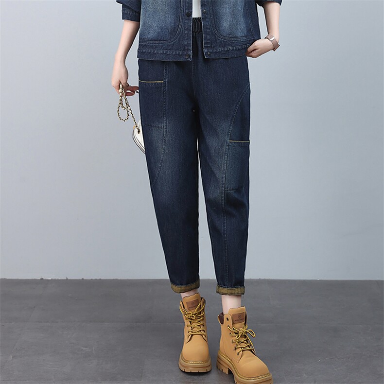 时尚高腰宽松牛仔裤女显瘦百搭休闲裤，女装牛仔裤，叶笙衣