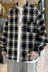春季外套港风男大皂大码小香风衬衫宽松毛呢格子长袖A012/854p55，男装衬衫，电商A012