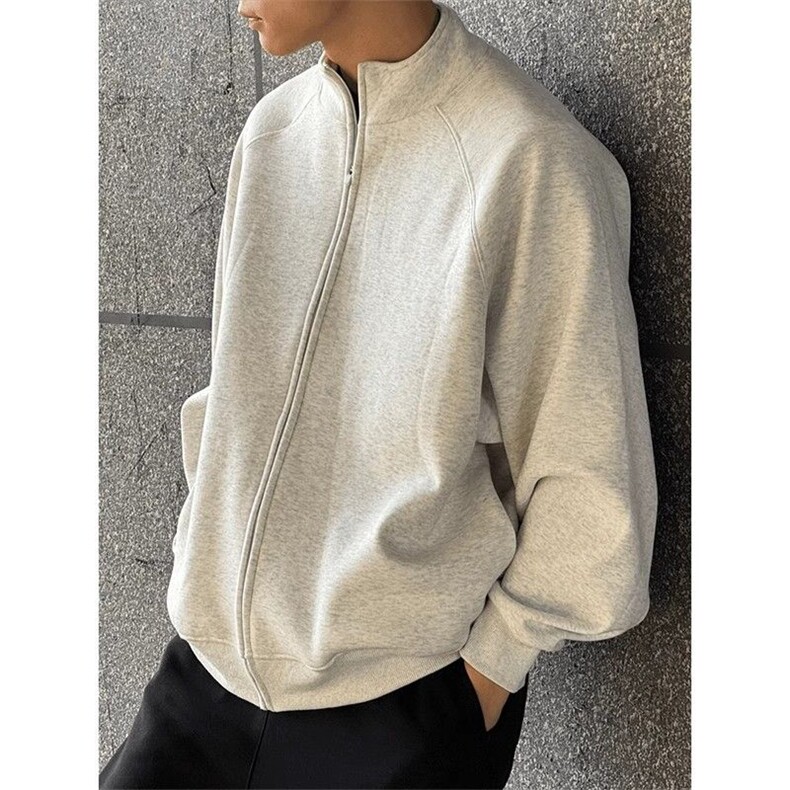 1506/QW610/P50美式运动重磅立领宽松情侣款双拉链休闲夹克外套,男装夹克,星座1506