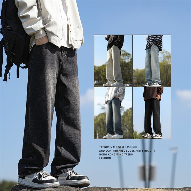 美式潮流高街复古宽松水洗牛仔裤KN01P50，男装牛仔裤，电商D325