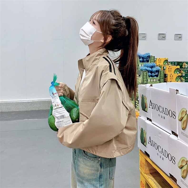 【现货】2026秋装织带立领卡其短外套2C056-3607-P125控178,女装短外套,2C056