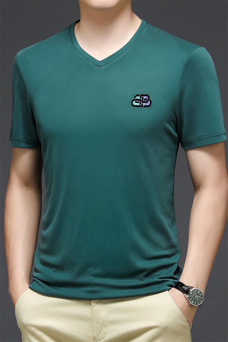爸爸夏装冰丝薄款男士短袖t恤中年人商务休闲时尚百搭HM8055-P50,男装T恤,星座1105-3
