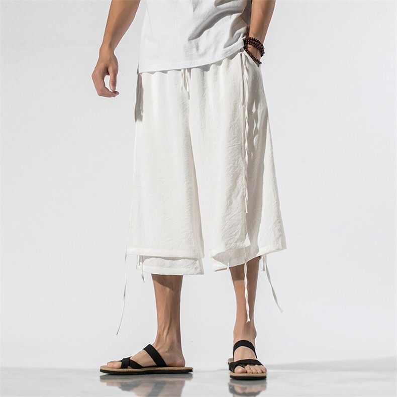 夏季大码风男女棉麻休闲裤暗黑坠感飘带古风汉服宋裤K92/P85,男装民族服装,钱塘713