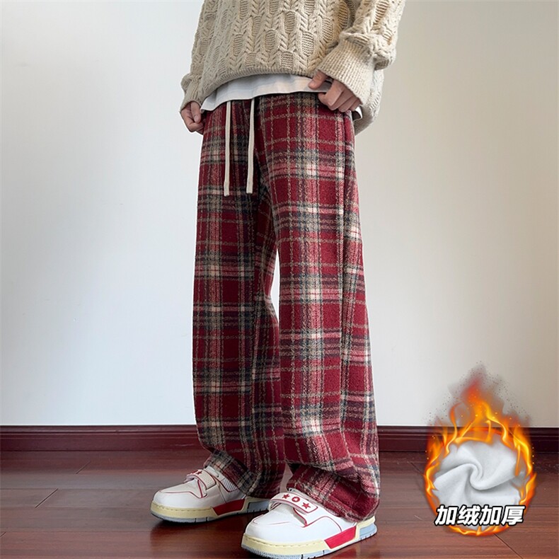 薄款改加绒保暖舒适毛呢呢料大码拖地裤男K1987J加绒-特P30控58,男装棉衣,电商A001
