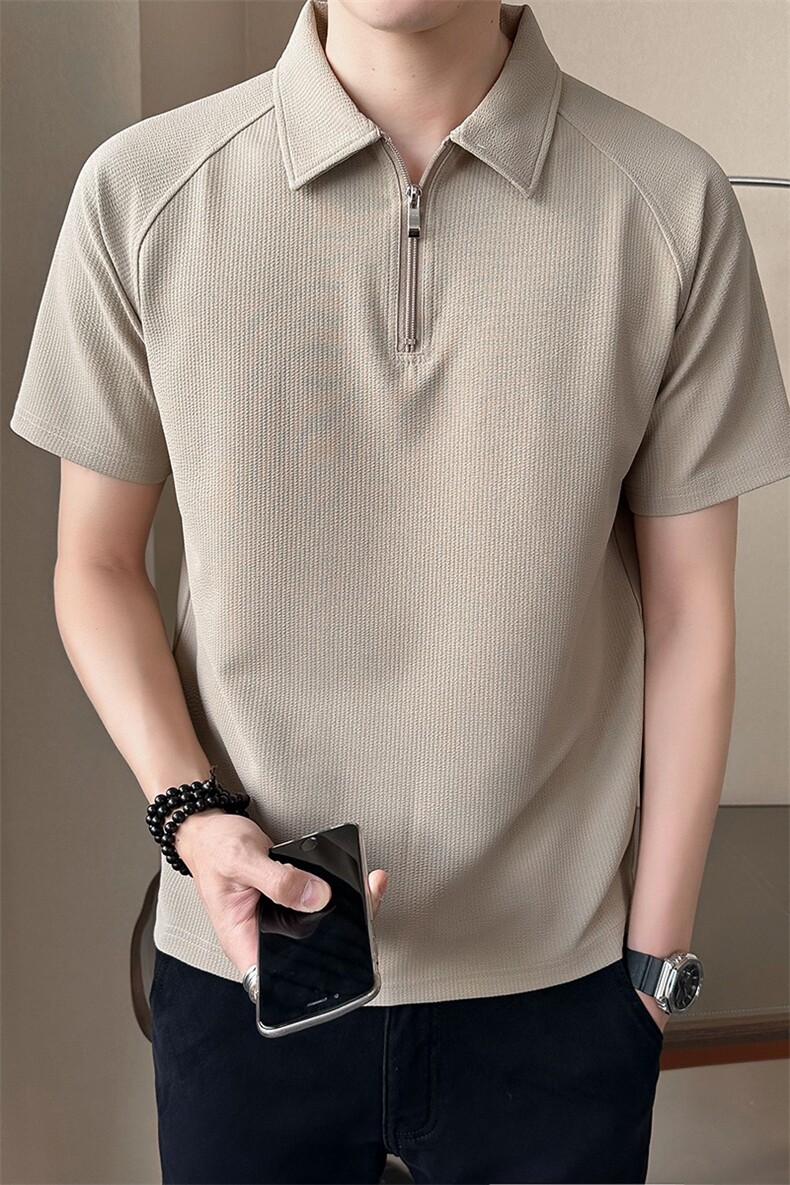 2025夏季男士短袖T恤纯色休闲POLO衫百搭翻领男T恤B317/1130/P55,男装T恤,电商B317