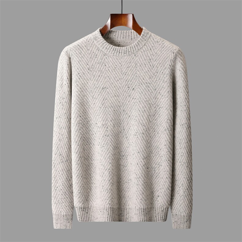 2025秋冬百搭时尚简约圆领v领提花针织衫，男装羊绒套衫，盛欣羊绒