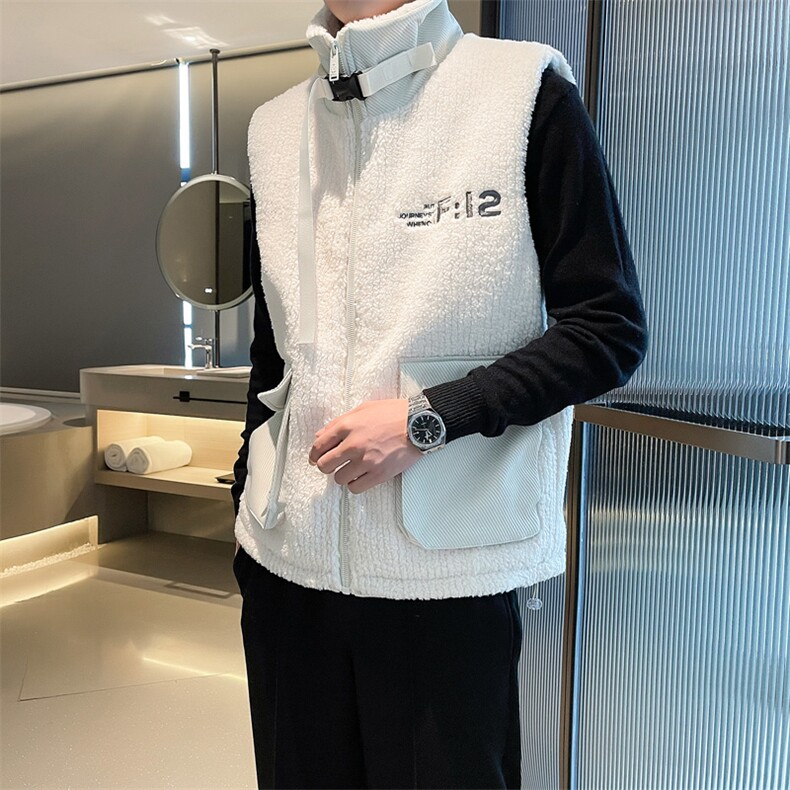 2024冬季加厚羊羔毛立领棉马甲背心外套男M501-p115控165,男装背心/马甲,电商D303