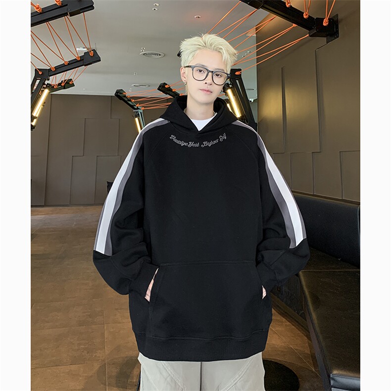 港风美式字母刺绣袋鼠兜套头连帽卫衣男insXZ213-W2206-P88控108,男装卫衣,星座213