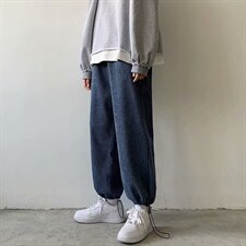 灯芯绒裤子男休闲裤韩版直筒宽松阔腿潮牌抽绳束脚运动kz003-p30,男装休闲裤,星座1008