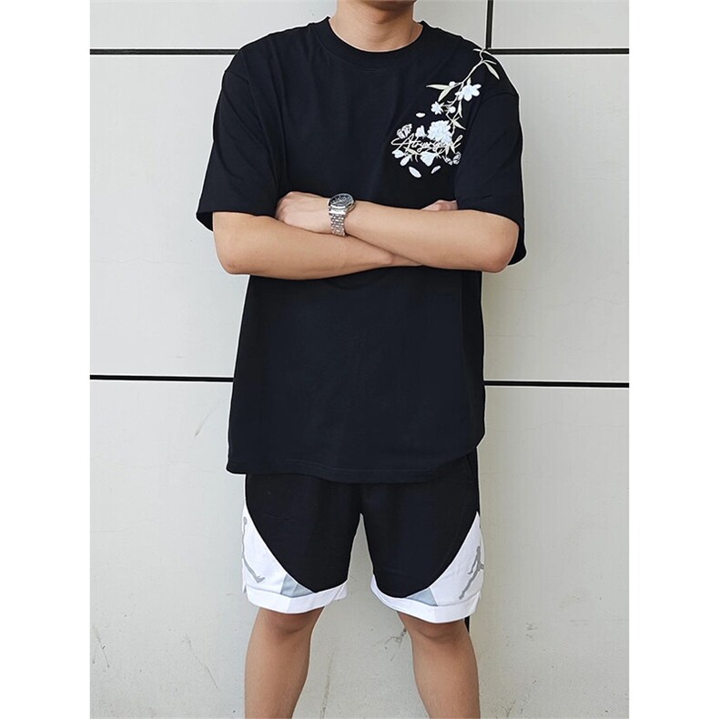 万针全刺绣解构设计260克重磅双纱纯棉高品质美式高街短袖T恤特35图片
