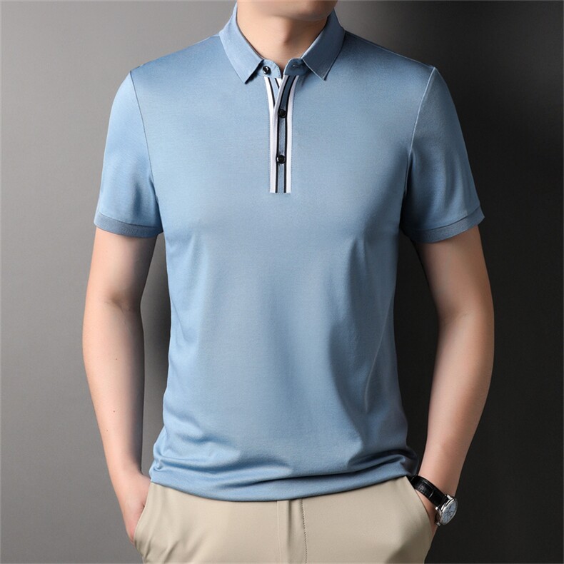 夏季新品休闲百搭宽松潮流翻领透气上衣男士短袖运动服HXF725-P80图片