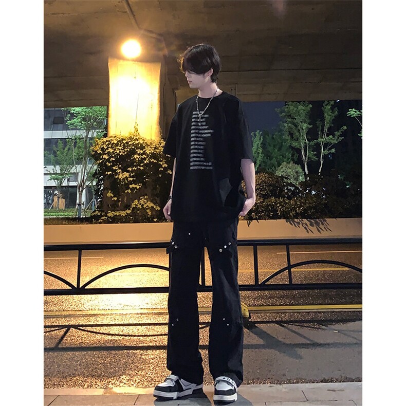 美式hiphop裤子交叉绑带黑色牛仔裤KZ05-P55,男装牛仔裤,星座310A-4