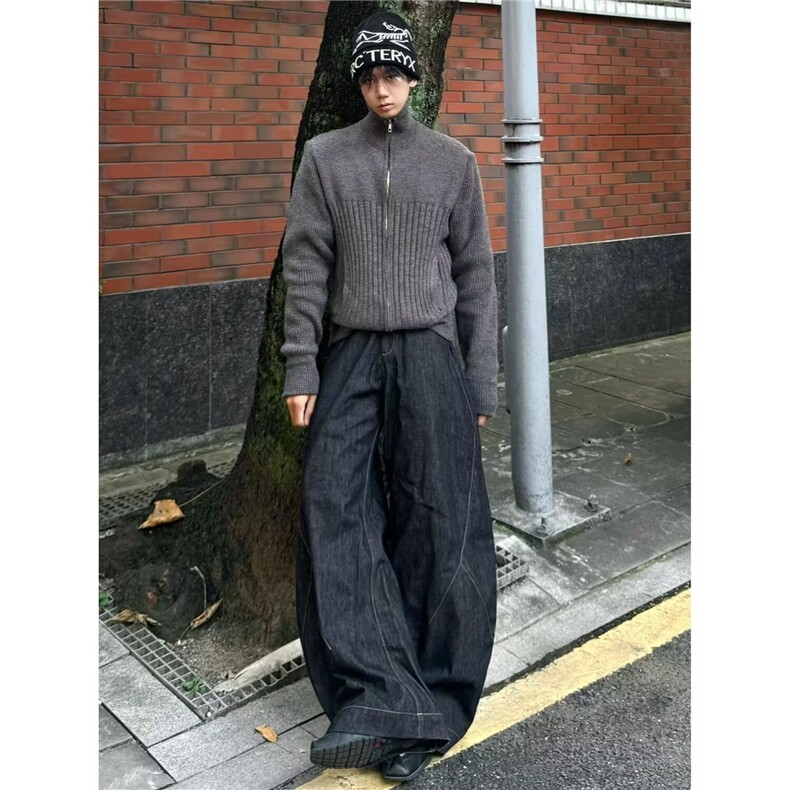 586-P58时尚潮流百搭简约ins文艺开衫毛衣新款日系原宿气质,男装针织衫/毛衣,电商B323A