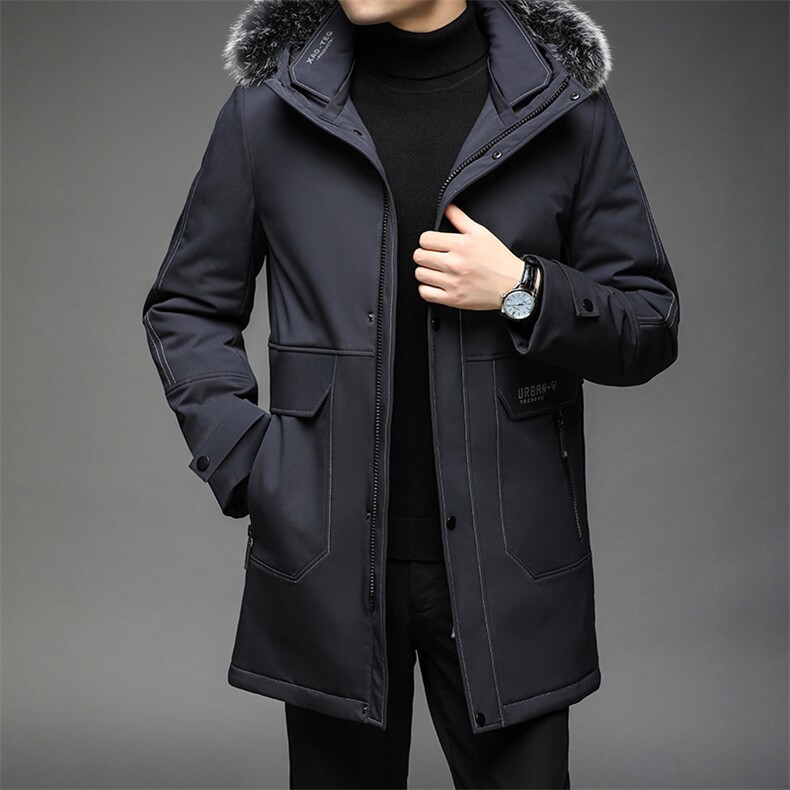B2196钱塘2020-3冬季可脱卸内胆真毛领高端羽绒服长P320,男装羽绒服,钱塘207-3