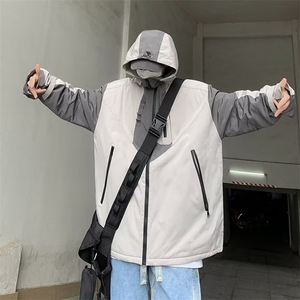美式连帽冲锋衣夹克男士春秋季设计感拼接痞帅学生工装WT53-P73图片