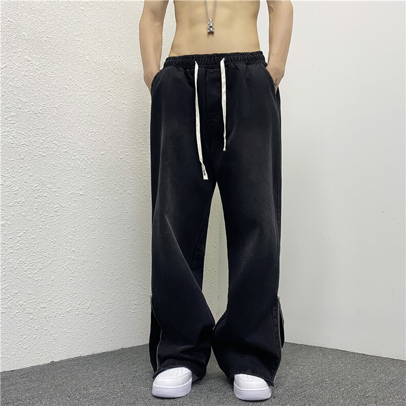 k787-p55-控78M-5XL现货拉链高阶港风中性ins宽松牛仔裤,男装牛仔裤,星座116