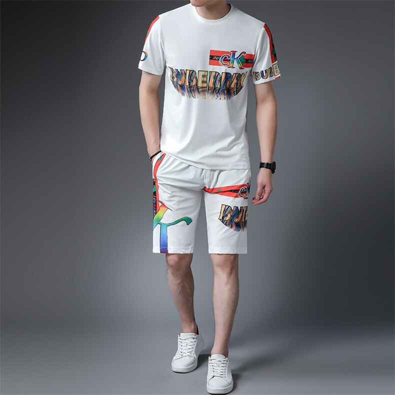 JG22-9男士2023年春夏季新款运动套装短袖短裤T恤卫裤二件套P125,男装休闲套装,电商B360