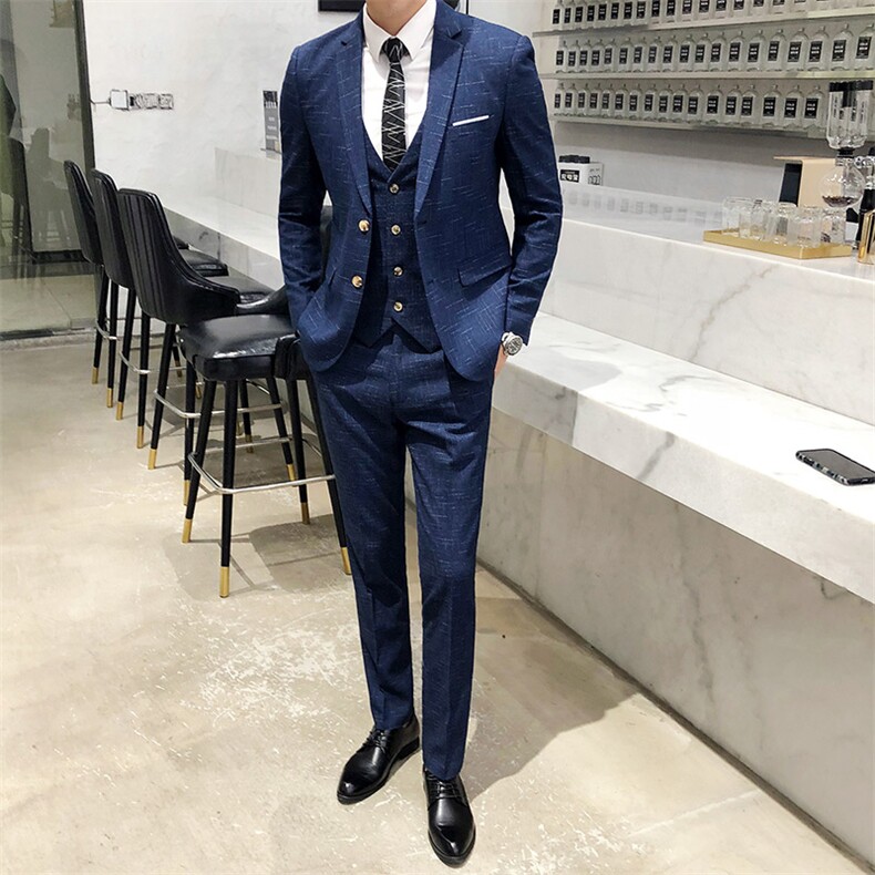 暗纹主推火时尚套装四季工作休闲商务西服三件套8002-P200,男装西服,星座613B