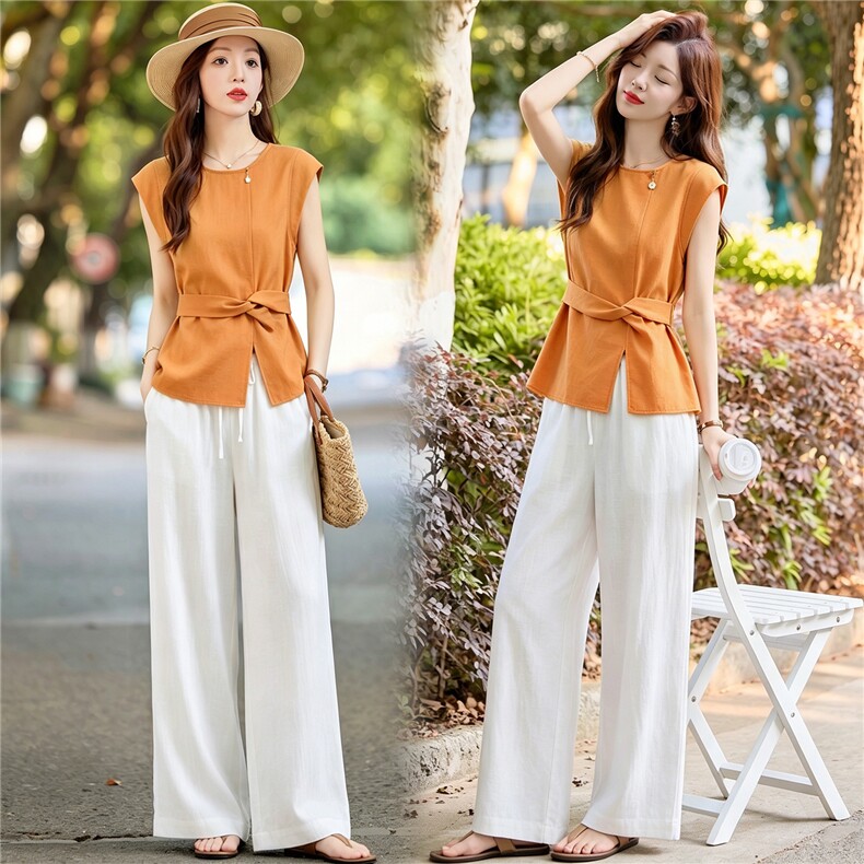 2026夏装新款简约时尚气质休闲显瘦两件套套装，女装套装/套裙，美沁