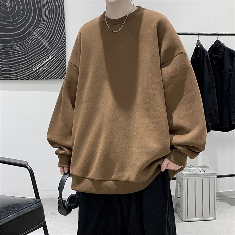 圆领卫衣男大码加厚加绒长袖t恤男S6099-P28加绒款-P33,男装卫衣,电商A040
