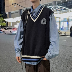 秋冬学生马甲针织宽松休闲坎肩日系学院风外穿制服背心M3123，男装背心/马甲，星座1116A-1（原606A）