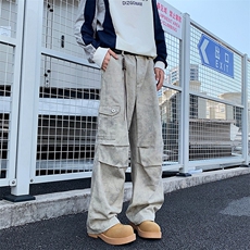 2024大理石暗纹口袋直筒阔腿工装Cargo伞兵休闲宽松长裤G144-P55，男装工装外套，星座1109-3