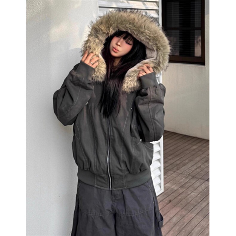 潮毛领连帽仿兔毛座山雕棉服cleanfit短宽棉衣派克服MJ9021,男装棉衣,星座1116A（原606A-3）