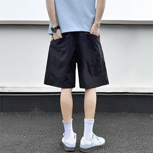 户外夏季格纹休闲宽松大口袋工装五分裤子铆钉短裤男 D501/P35图片