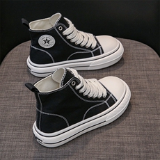 高帮帆布鞋女2024春季新款学生韩版ins百搭板鞋春秋休闲鞋女，女鞋帆布鞋，电商A223