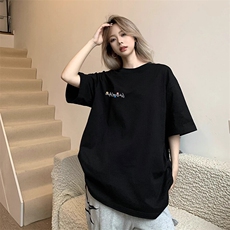 万针全刺绣工艺抖音得物高品质260克重磅纯棉双纱美式高街短袖T恤，男装T恤，电商A486-1