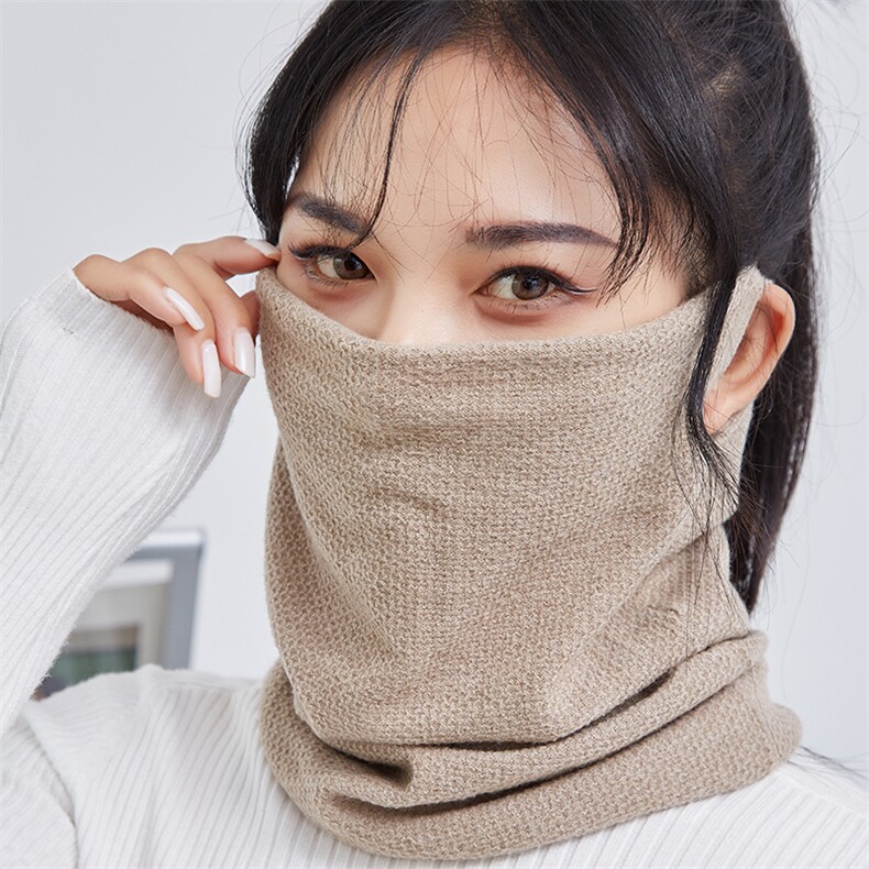 口罩护颈脖套面罩女冬季加厚保暖骑车防风纯色脖套,饰品围巾,九月九羊绒