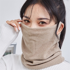 口罩护颈脖套面罩女冬季加厚保暖骑车防风纯色脖套，围巾，九月九羊绒