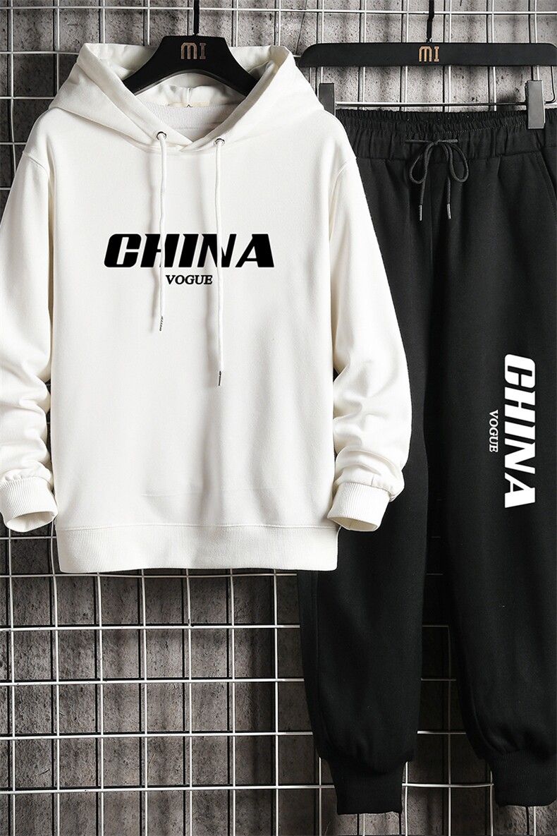 TL8001-P80连帽卫衣套装男运动套装两件套长袖运动服网格挂拍,男装休闲套装,电商A040A