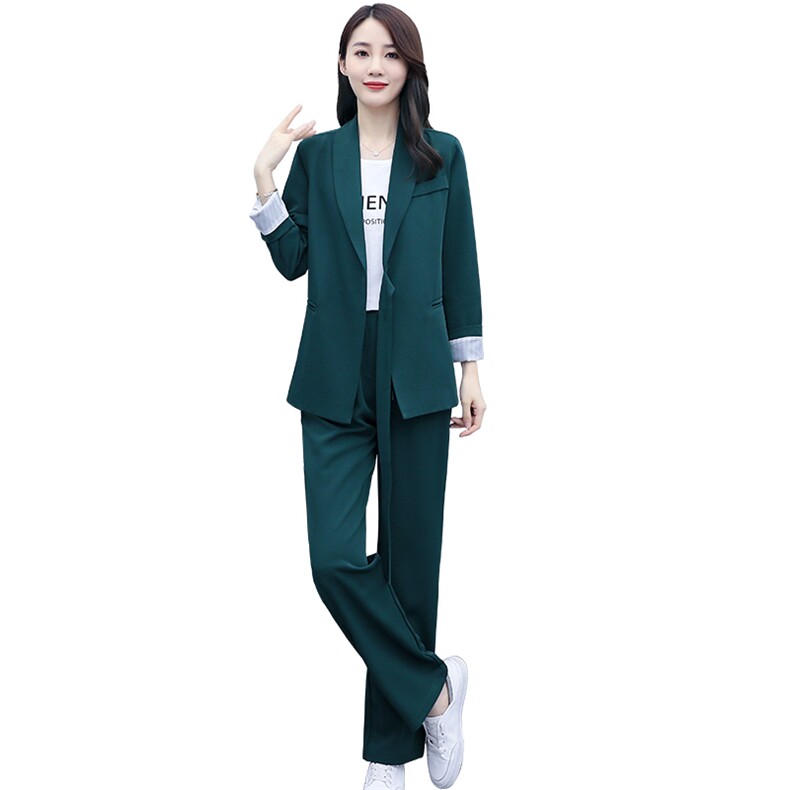 西装女2024秋季新款韩版气质时尚休闲职业小西服阔腿裤,女装西装,雅佳俏