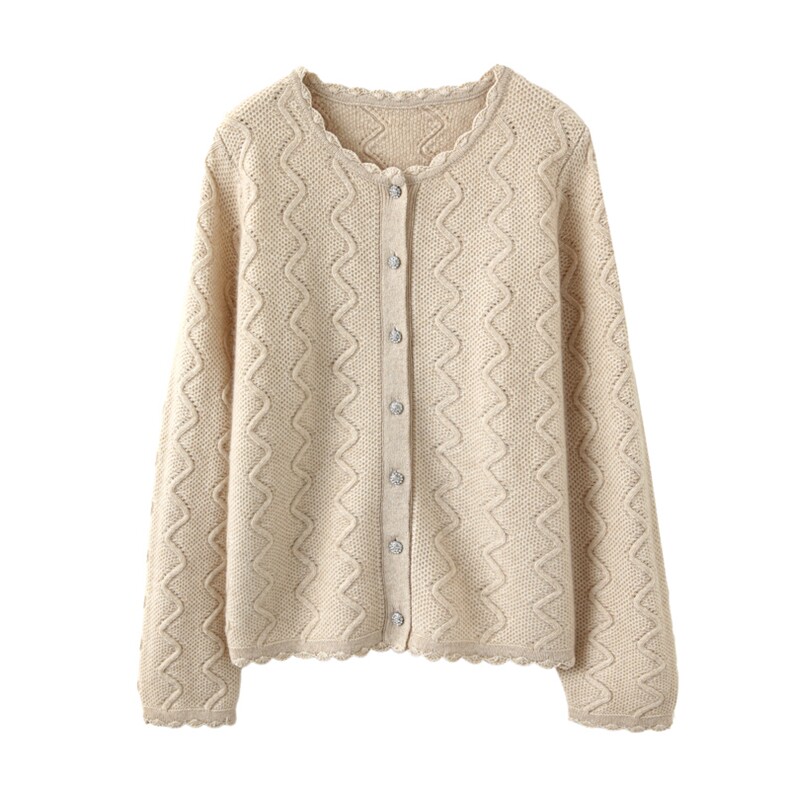 花边开衫2024年秋冬新款季针织衫羊绒衫女士，女装羊绒衫，温达纯山羊绒