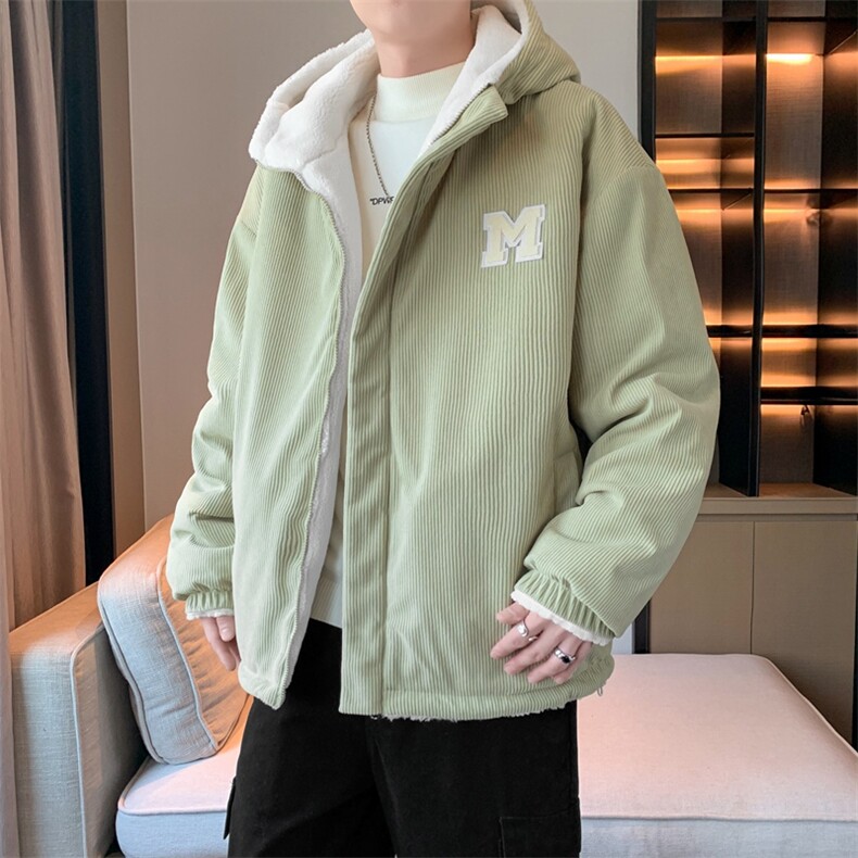 灯芯绒两面穿棉服男女羊羔毛棉衣外套冬季加厚棉袄M0811-P120,男装棉衣,星座308B-2