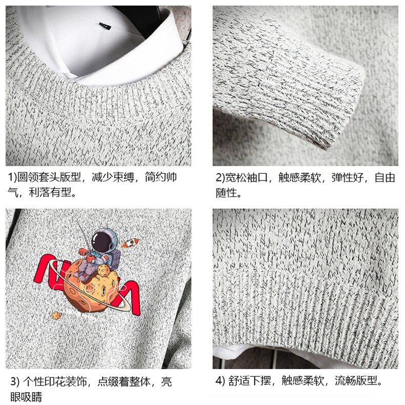 加厚加绒毛衣男大码毛线衣男针织衫M19287-P45加绒款-P65网格,男装针织衫/毛衣,电商A040A