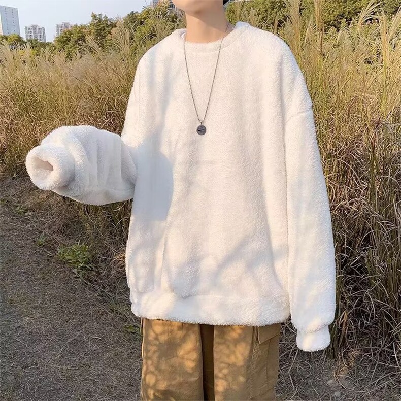港风潮牌毛绒卫衣男韩版潮流百搭宽松保暖秋冬毛衣情侣装外套,男装卫衣,星座601-1
