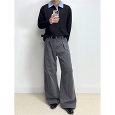 得物品质秋款男女休闲T恤POLO衫格子领长袖宽松休闲卫衣T184P50，男装Polo衫，星座1013-1