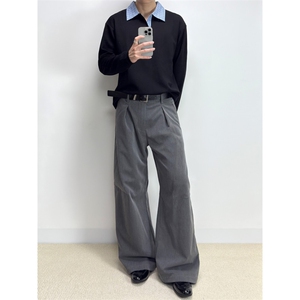 得物品质秋款男女休闲T恤POLO衫格子领长袖宽松休闲卫衣T184 P50图片