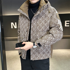 工装字母满印花羽绒服男 新款设计感连帽外套 A329-YR9865-P185图片