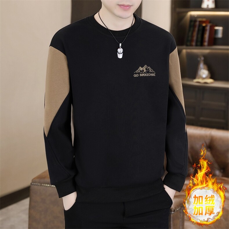 秋冬新款男士休闲时尚圆领60棉套头卫衣打底衫L801-P47-加绒P52,男装T恤,星座310B-3