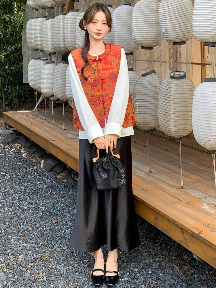 2026年春季新中式g风高级感提花设计感百搭无袖马甲,女装马甲,超帛