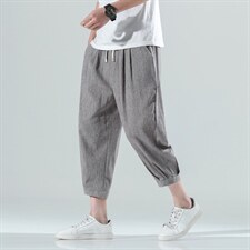 风夏装薄款棉麻料七分八分裤冰丝休闲裤哈伦裤子男士935P45,男装休闲裤,钱塘788(原4013)