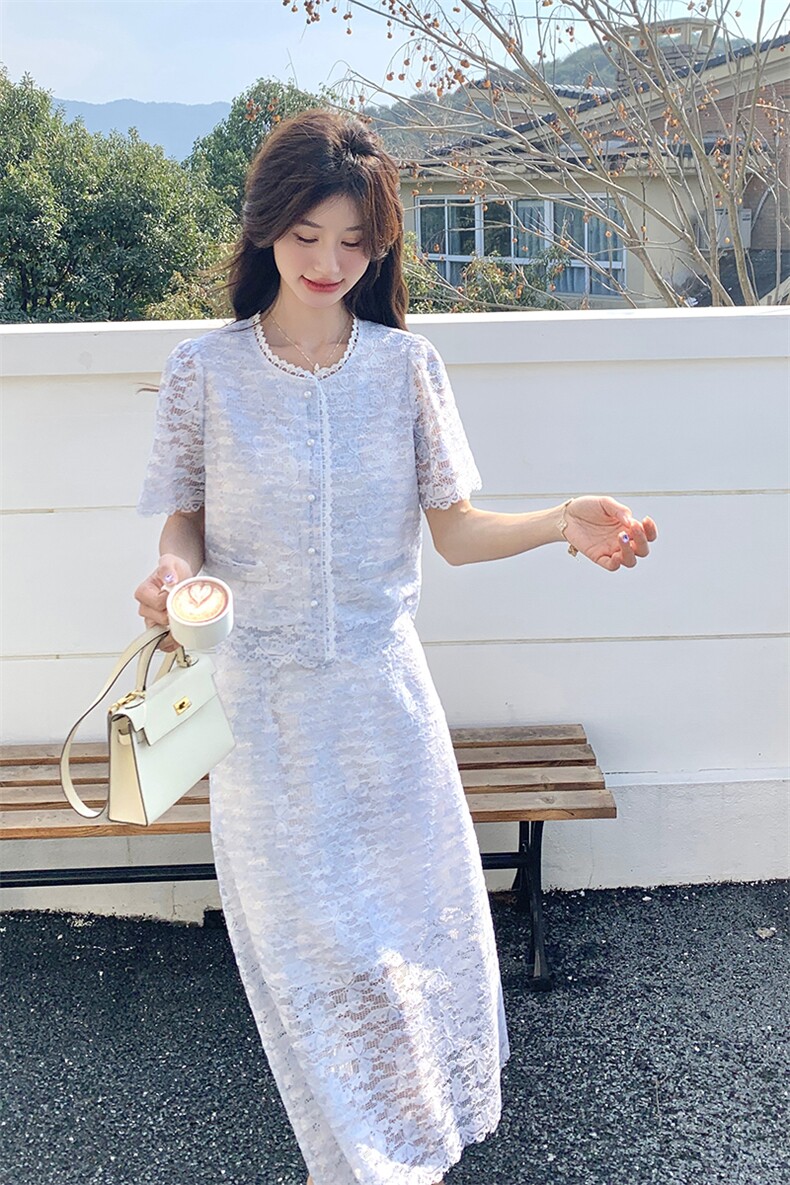 高级感精美小香风套装裙女2025夏季新款高腰显瘦半身裙上衣两件套,女装套装/套裙,浪娴服饰
