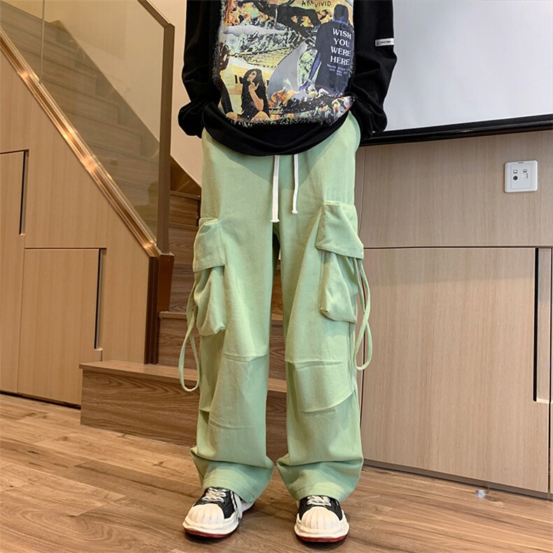 02纯色工装裤男时尚简约宽松直筒大口袋休闲裤XZ211-1-K2202-P65,男装工装外套,星座211-1