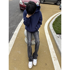 美式高街重磅水洗男女黑灰质感微喇弹力修身牛仔裤SK7083P40，男装牛仔裤，星座1112-1