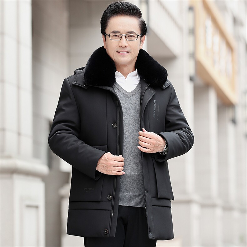 冬季男士可脱卸全毛内胆棉服中年加厚保暖男装棉衣毛领可脱外套,男装棉衣,电商B212（原钱塘6029）